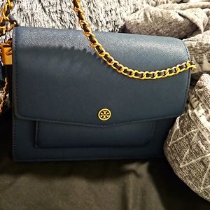 Tory Burch double strap cross body- navy blue